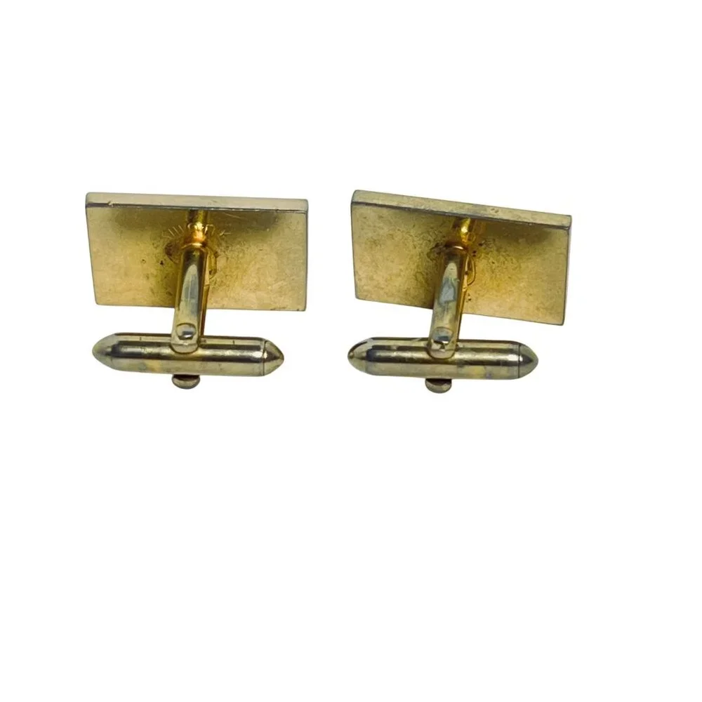 Vintage Swank Textured Gold Tone Rectangle Cufflinks (1318)